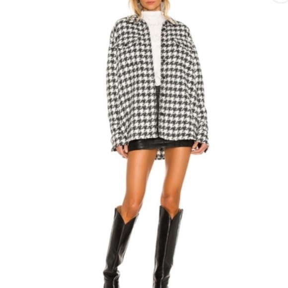Revolve L’Academie Wool Houndstooth Shirt Jacket size Small - Picture 9 of 9